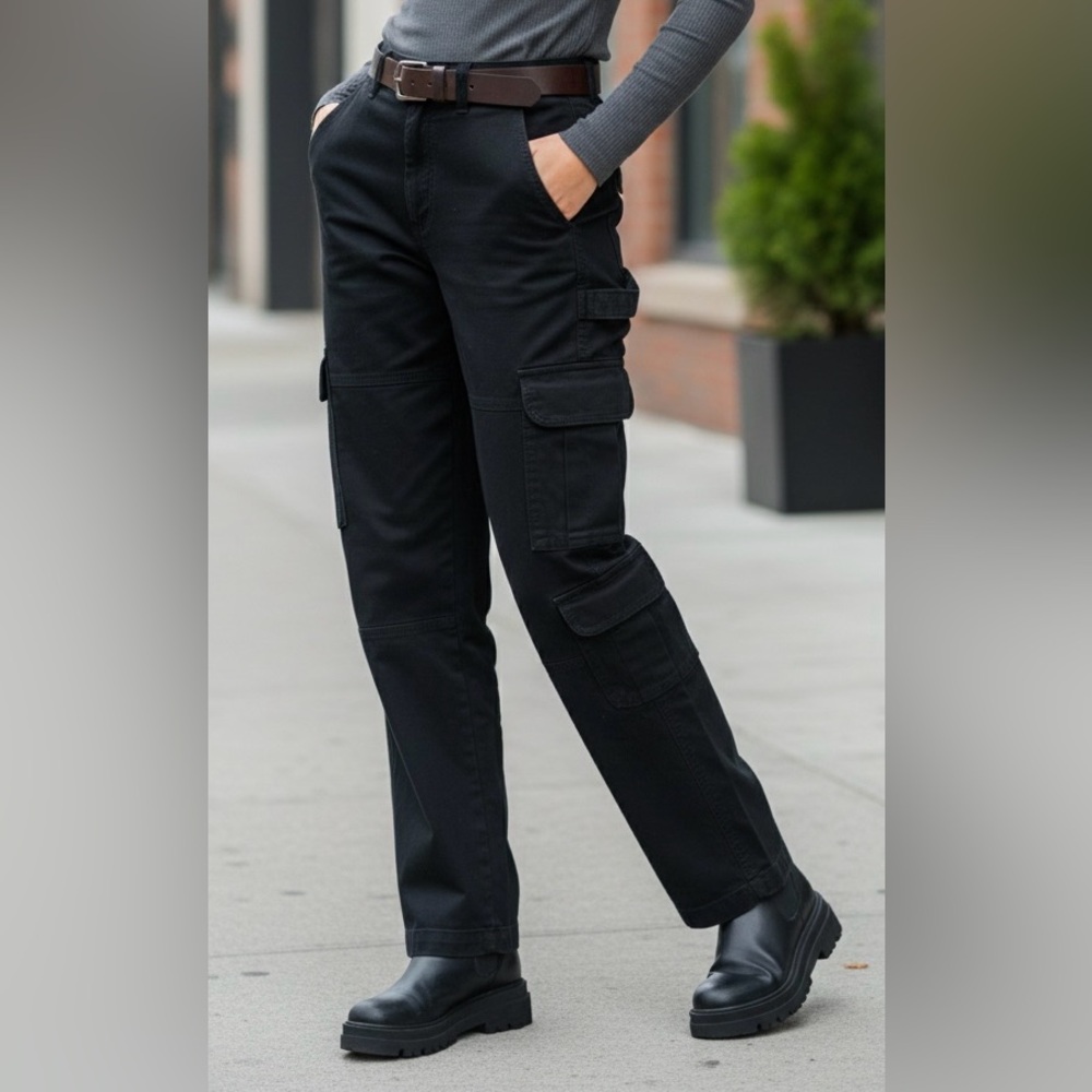 Abercrombie & Fitch High Rise Washed Black/Dark Charcoal Multipocket Pants 25/0